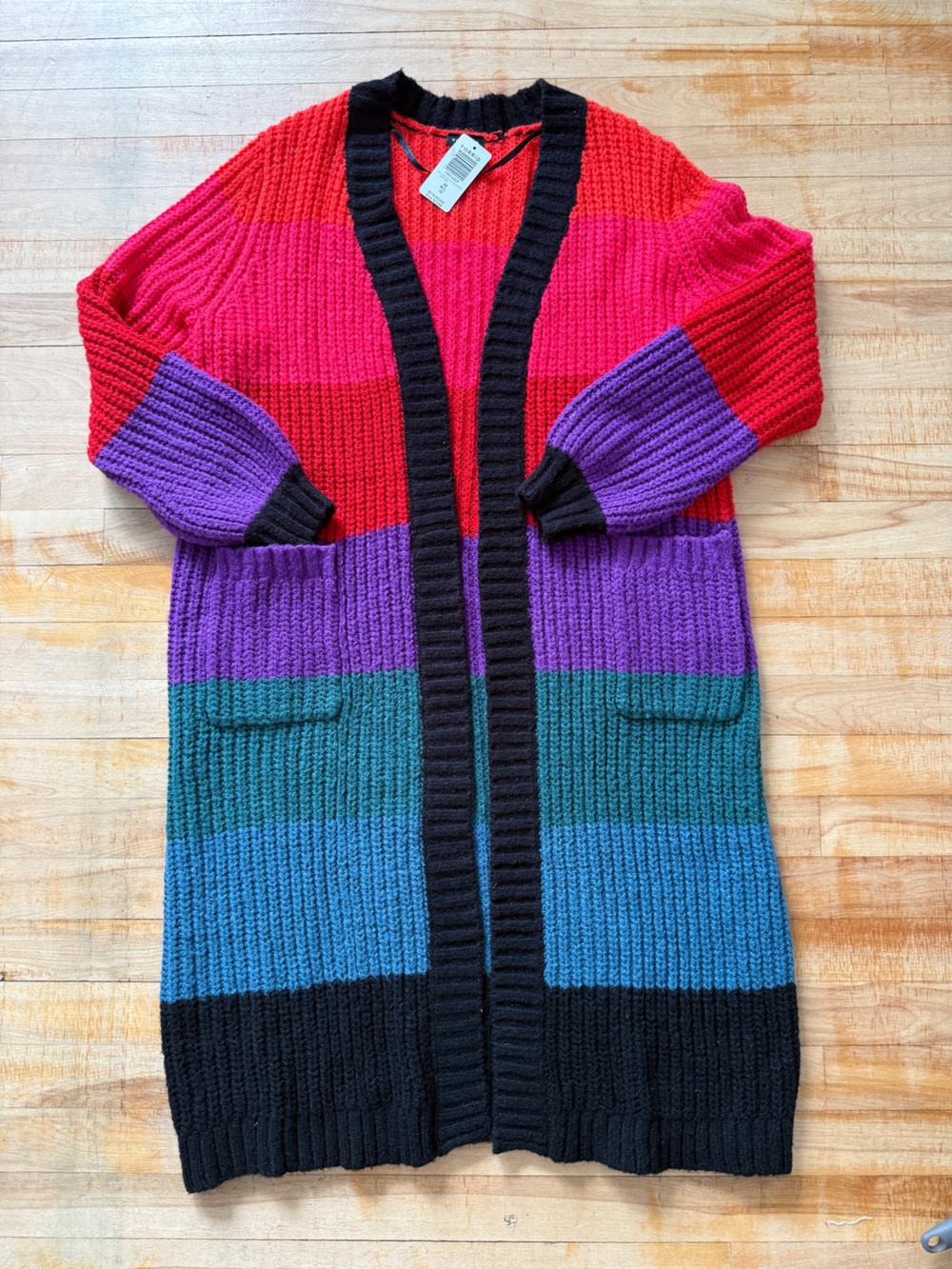 Long Colorblock Cardigan